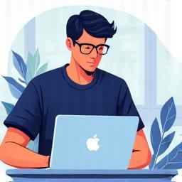 Entrepreneur working on a laptop.