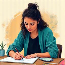 Creative freelancer sketching or working.